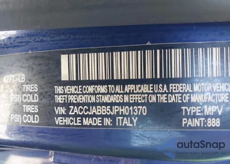 2018 Jeep Renegade Altitude Fwd from USA, damaged, VIN ZACCJABB5JPH01370